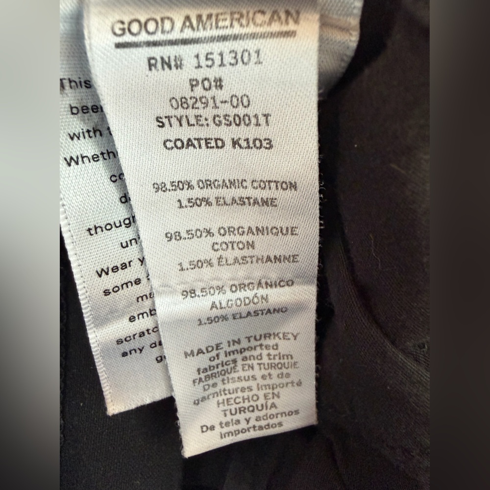 Good American Good Straight Coated Black Jeans Size 12 (Waist 31) (leather look) - Picture 12 of 14